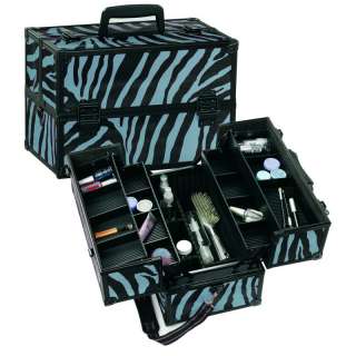 ALUMINUM MAKEUP COSMETIC TRAIN STORAGE CASE WITH TIERS AND LOCK AND 