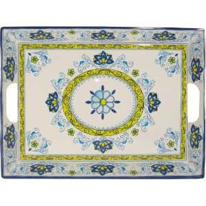   Blue and Yellow Le Cadeaux Melamine Dinnerware, Tray