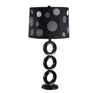  Black Circles Table Lamp w/Embroidered Shade