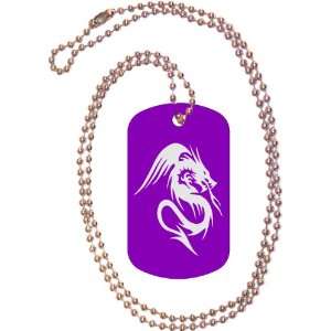  Tribal Dragon Purple Dog Tag with Neck Chain Everything 