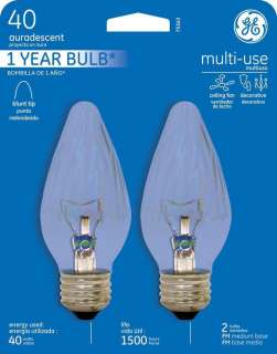 10 GE Auradescent Flame Light Bulbs 40 Watt F Type Medium Base 75343 