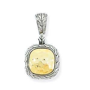    925 Silver & Hammered 14k Yellow Gold Vermeil Pendant Jewelry