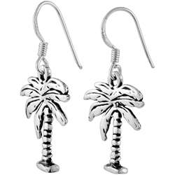 Sterling Silver Earrings with Dangling Palm Tree  
