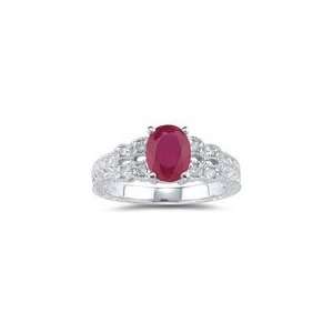  0.10 Cts Diamond & 1.50 Cts Ruby Ring in 14K White Gold 8 