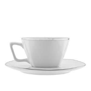 Ten Strawberry Street LOTUS 9SL Lotus Silver Line 6 oz. Cup and Saucer 