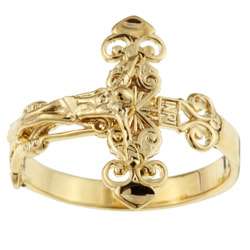 Caribe 14k Gold over Sterling Silver Crucifix Ring  