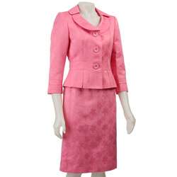 Tahari ASL Womens Pink Floral Skirt Suit  