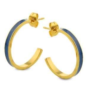   Duo Tone Epoxy Stripe Hoop Earring   Blue West Coast Jewelry Jewelry