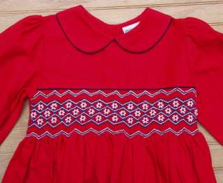 NEW Boutique FRIEDKNIT CREATIONS Red Smocked Dress 4T  