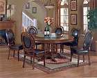 7PC High End Cherry Dining Room Table, Chairs Set w Lazy susan Glass 
