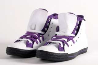 dbl upp quilt hi double tongue all stars white leather funky brand new 