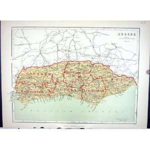  Sussex Eastbourne Chichester Hughes Keane Antique Map 