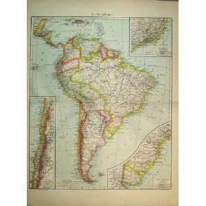 1893 Universal Map South America Falkland Island 