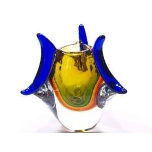    Italian Design Rainbow Amber Glass Vase Patio, Lawn & Garden