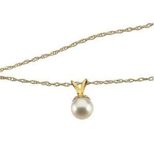  06.00 Mm 14K Yellow Gold Teen Pearl Drop Pendant Jewelry