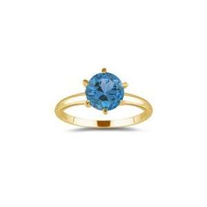  0.89 Cts Swiss Blue Topaz Solitaire Ring in 14K Yellow 