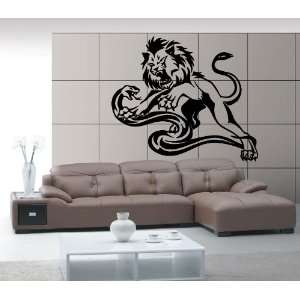 Lion King of the Jungle Versus Snake Animal Fight Tribal Design Wall 