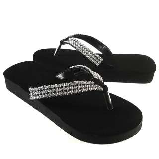 NEW Womens Sparkly Bling Strap Low Heel Flip Flop Thong Sandal Shoe 