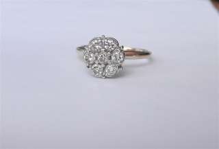 cttw Vintage 7 Stone Diamond Flower Ring~Size 6.25  