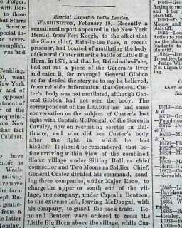   MASSACRE Indian Eyewitness Account 1881 Old Newspaper Little Big Horn