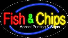 FISH & CHIPS FLASHING Real Glass HANDCRAFTED NEON Sign  