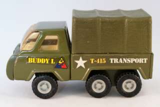   Buddy L T 415 Transport Army Truck / 5 Pressed Steel Toy / Green