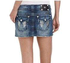 New Womens Miss Me Jeans JP5082I13 Denim Mini Skirt Sequin Pocket 27 
