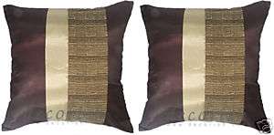 Silk BROWN/ IVORY Couch Decorative Cushion Covers NEW  
