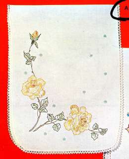 Vintage ROSES TABLE SCARF Embroidery Kit ~ 13 X 36  