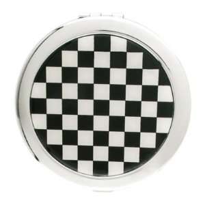   and White Checkered Round Compact Mirror Model No. S4968A Beauty