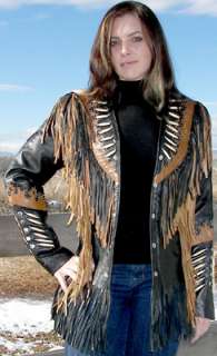 Ladies Smooth Lambskin Leather Western Jacket   Click Image to Close