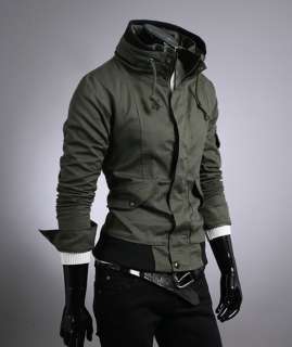 Mens Slim Hooded Style Long Trench Coat  