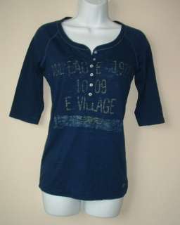 NWT American Eagle Graphic 3/4 Sleeve Top Tee Henley S  