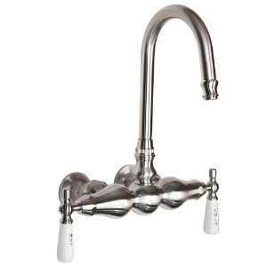 Three Ball Wall Mount Faucet with Gooseneck Spout   Antique Brass