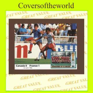   St Vincent 1986 Mexico Football World Cup, Canada V France card  