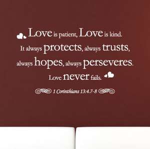 Love is patient, Love is kind 1 Corinthians 134.7 8 Vinyl Wall 