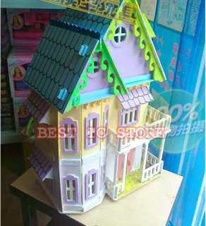 DIY wooden dollhouse 21doll wood house 6 rooms & furniture without 
