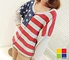 USA national flag Fashion coat t shirt batwing sleeved loose Ladies 
