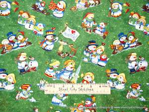 SSI Its Snow Fun Christmas Snowman Whimsical Fabric BTY  