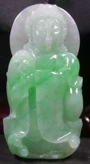 Green 100% Natural A Jade jadeite pendant Guanyin Kwan Yin 331139 