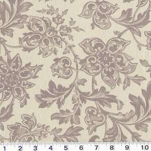  45 Wide Zenith Woodcut Floral Grey/Ivory Fabric By The 