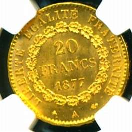 LUCKY ANGEL GOLD COIN 20 FRANCS reverse