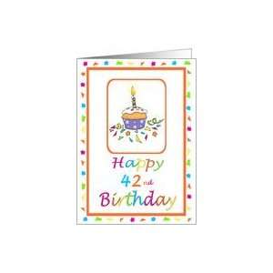  42 Years Old Lit Candle Cupcake Birthday Party Invitation 