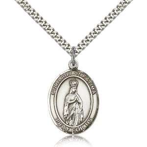  .925 Sterling Silver O/L Our Lady of Fatima Medal Pendant 