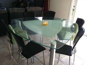7pc glass dining table and 4pc matching kitchenette set  