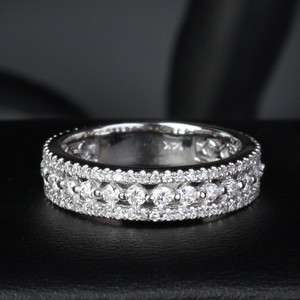   DIAMOND 14K WHITE GOLD WEDDING ETERNITY BAND RING Size 6 Fashion New