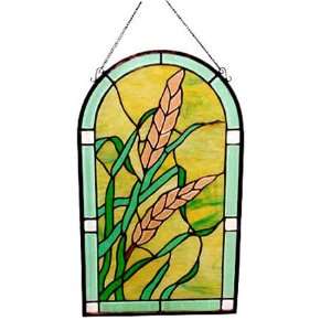 Tiffany style Stained Glass Window Panel / Sun Catcher Tropical 13x23 