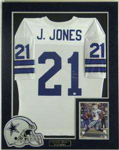Julius Jones Autographed Dallas Cowboys Jersey   Matted   COA  