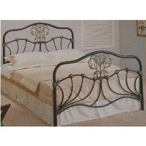  Full Size Black Bronze Finish Metal Bed Headboard and 