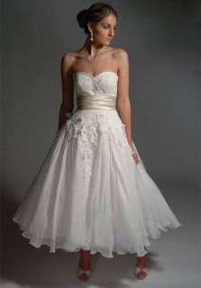 2011 A Line Tea length wedding dress/Prom Gown Custom  